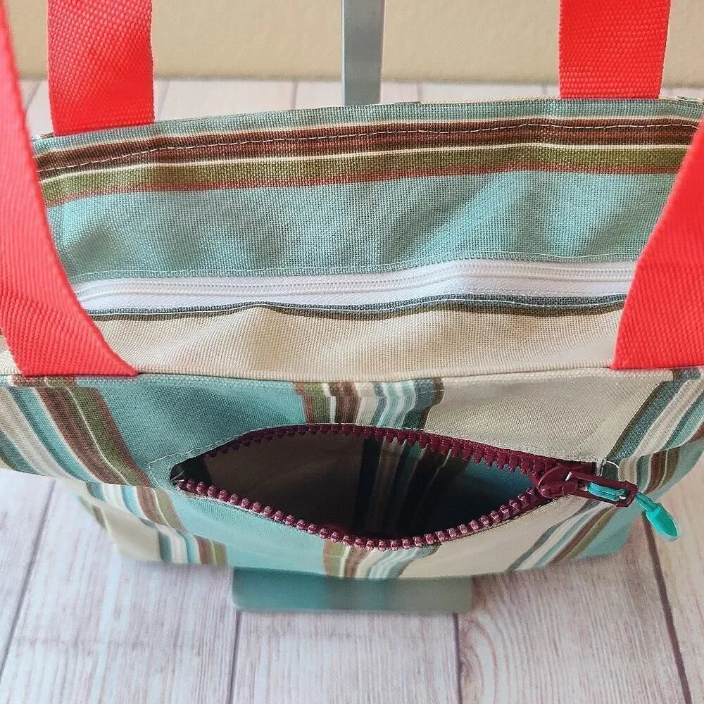 Lululemon striped one-of-a-kind upcycle handmade tote